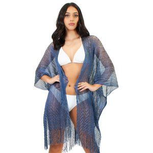 Lazy Daisy Amelia long lurex stripe textile open cover-up
